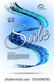 Vector flyer, corporate business, annual report, brochure design and sale presentation with brush stroke element in blue color
