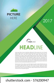 Vector flyer, corporate business, annual report, brochure design and cover presentation with green triangle.