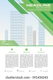 Vector flyer, corporate business, annual report, brochure design and cover presentation with green lines.
