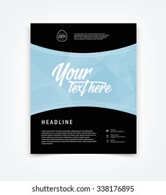 Vector flyer / cover design template with blue geometric polygonal background