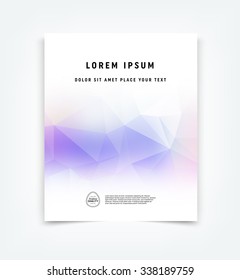 Vector flyer, cover design template. Light soft geometric polygonal background on white. Smooth blurred edges. 