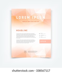 Vector flyer, cover design template. Light soft geometric polygonal background on white. Smooth blurred edges.