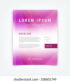 Vector flyer, cover design template. Soft purple abstract background on white. Smooth blurred edges.