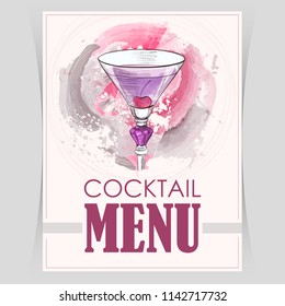 Vector flyer, cover menu with a aviation cocktail image