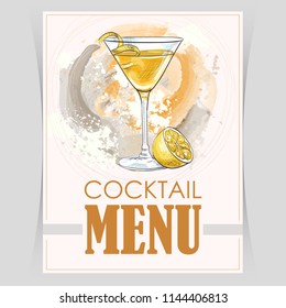 Vector flyer, cover menu with cocktail image