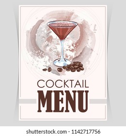 Vector flyer, cover menu with a porto flip cocktail image