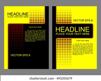 Vector flyer design, annual report brochure, design templates, leaflet cover presentation. Black and yellow pattern.