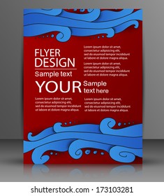 Vector Flyer Design with blue waves