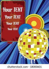 vector flyer design with disco ball and space for your text