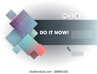 Vector flyer design. Modern colorful  geometric background. Can be used for stationery, business cards and brochures