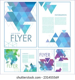 Vector flyer design set. Modern colorful soft geometric background. Can be used for stationery, business cards and brochures
