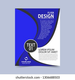 Vector flyer design template of blue. Vector illustration.