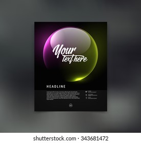 Vector flyer design template with colorful crystal ball