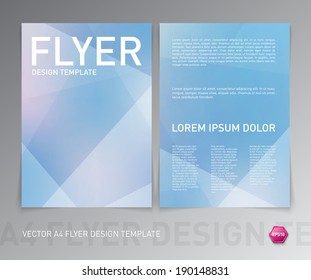 Vector flyer design template. Modern light blue soft geometric background. Can be used for stationery, business cards and brochures. 