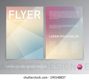 Vector flyer design template. Modern colorful soft geometric background. Can be used for stationery, business cards and brochures. 