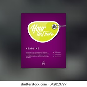 Vector flyer design template with paper tag