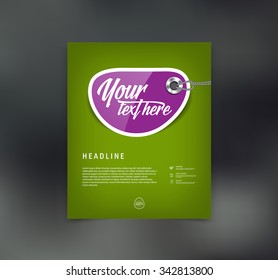 Vector flyer design template with paper tag