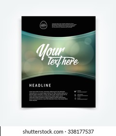 Vector flyer design template with soft blurry bokeh background