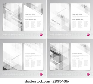 Vector flyer design templates collection with light gray modern hi-tech backgrounds