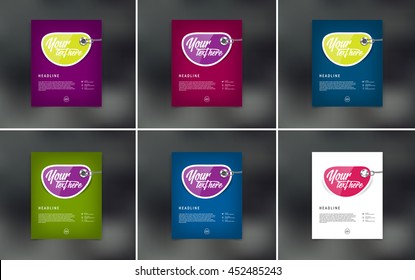 Vector flyer design templates collection with paper tags