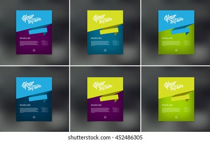 Plantillas de diseño de volantes vectoriales colección con burbujas de voz de papel de estilo origami