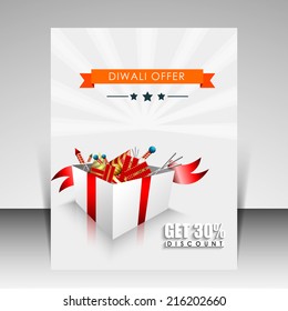 Vector flyer for Diwali with crackers.