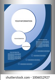 Vector flyer in flat design with text examples. Template for business information in blue colors.