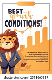 Vector flyer with a growth chart and motivational text about the best growth conditions and achieving success  
