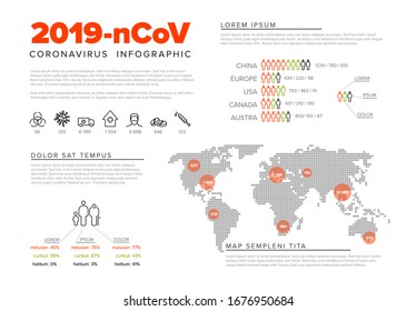 Vector flyer infographic template with coronavirus statistics and place for your information - red and green