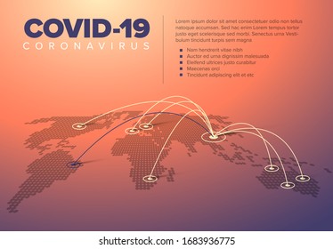 Vector Flyer Infographic Template With Coronavirus Spread Map Illustration And Place For Your Information - Red Version