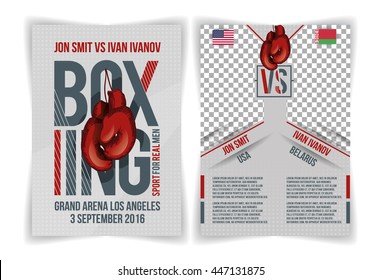 vector flyer invitation to the boxing a battle between boxers. Creative stylish design for flyers, posters and cards