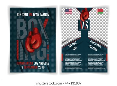 vector flyer invitation to the boxing a battle between boxers. Creative stylish design for flyers, posters and cards
