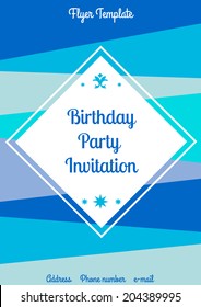Vector flyer or invitation card template for any occasion in blue colors