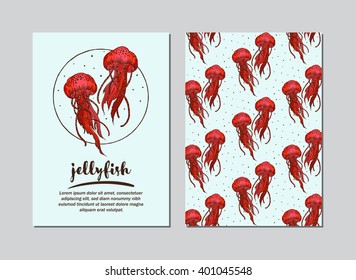 Vector flyer with jellyfish