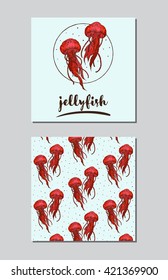 Vector flyer with jellyfish