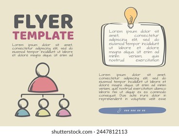 Vector flyer layout design related to business, recruiting, subordination. Editable printable template