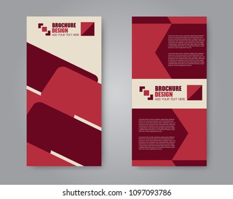 Vector flyer and leaflet design. Set of two side brochure templates. Vertical banners.  Red color.