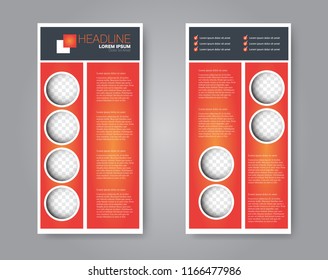 Vector flyer and leaflet design. Set of two side brochure templates for business or ediucation. Vertical banners. Orange color.