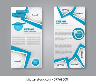 Vector flyer and leaflet design. Set of two side brochure templates. Blue color.