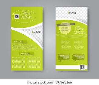 Vector flyer and leaflet design. Set of two side brochure templates. Green color.