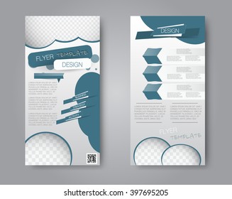 Vector flyer and leaflet design. Set of two side brochure templates. Blue color.