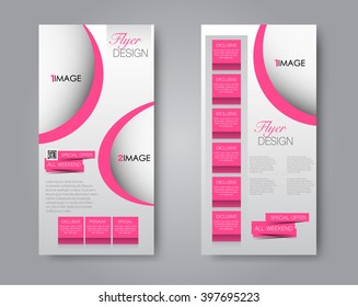 Vector flyer and leaflet design. Set of two side brochure templates. Pink color.