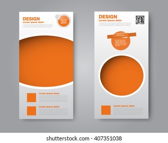 Vector flyer and leaflet design. Set of two side brochure templates. Orange color.