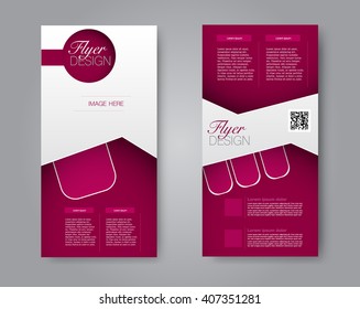 Vector flyer and leaflet design. Set of two side brochure templates. Red color.