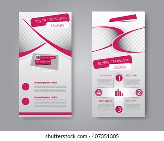 Vector flyer and leaflet design. Set of two side brochure templates. Red color.