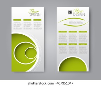 Vector flyer and leaflet design. Set of two side brochure templates. Green color.