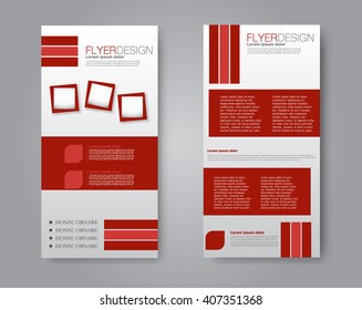 Vector flyer and leaflet design. Set of two side brochure templates. Red color.