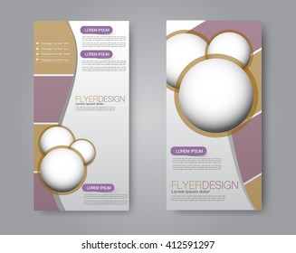 Vector flyer and leaflet design. Set of two side brochure templates. Brown color.