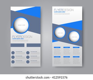 Vector flyer and leaflet design. Set of two side brochure templates. Blue color.