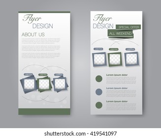 Vector flyer and leaflet design. Set of two side brochure templates. 